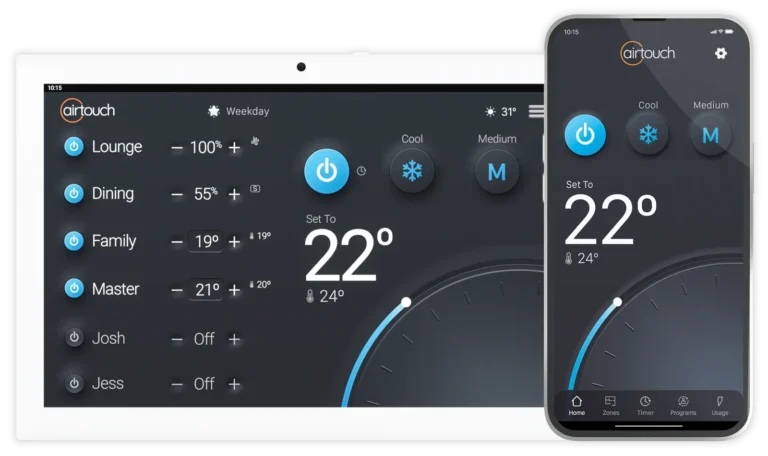 Some ducted aircon controllers allow you to control your system through an app.