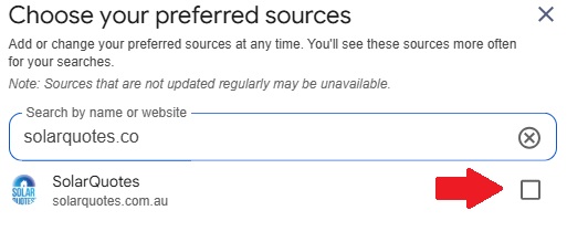 Choose SolarQuotes as a preferred source