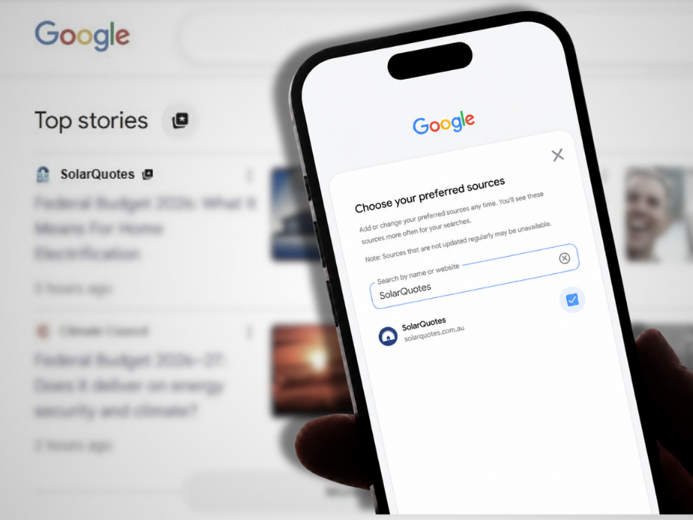 How to add SolarQuotes as a preferred source on Google
