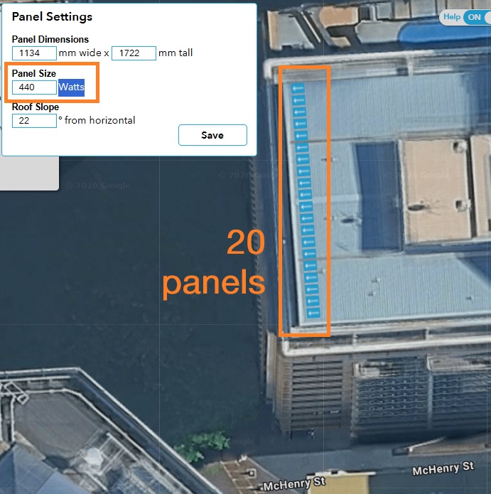 A screenshot of the SolarQuotes Panel Fitter tool