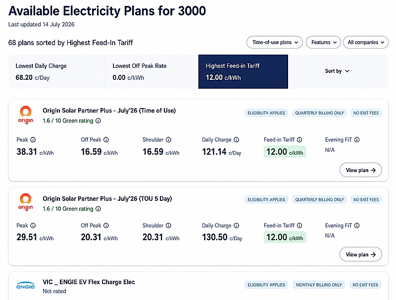 The SolarQuotes Retailer Comparison Tool.