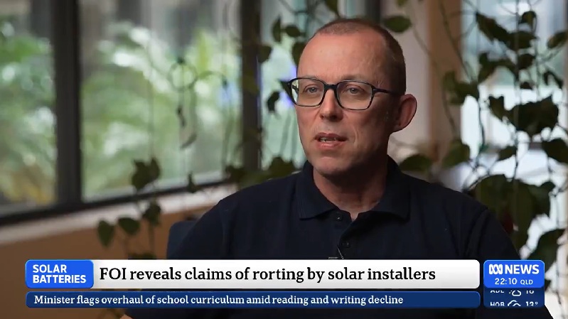 Finn Peacock speaking to ABC News about alleged misconduct in the Cheaper Home Batteries Program